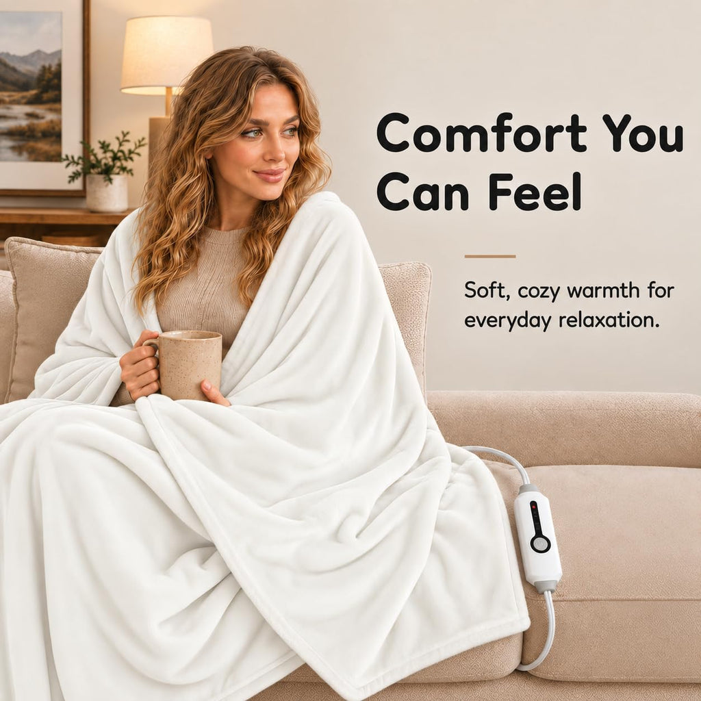 Electric Heated Blanket Full Size 72"×84", Luxurious Breathable Flannel with 4 Heat Settings, 10-Hour Auto Shut-Off &
