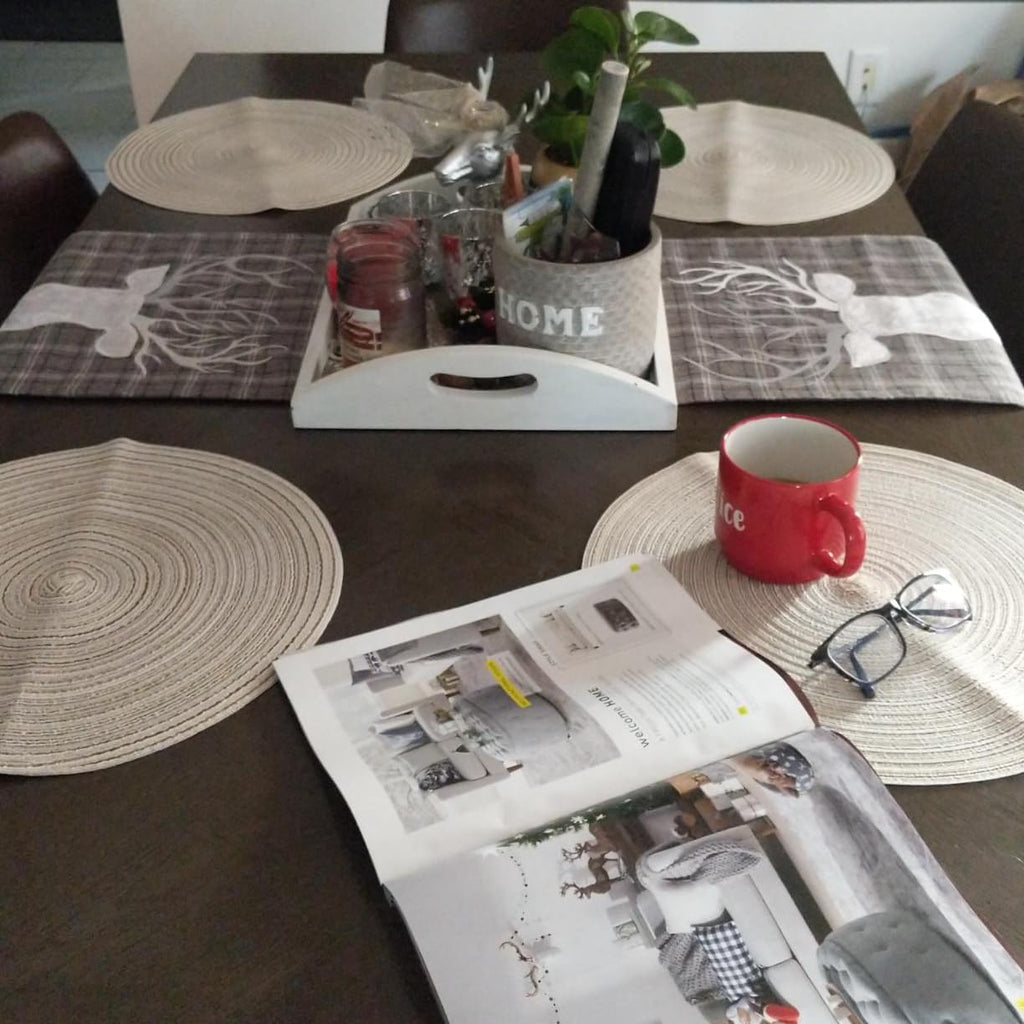 Inch Round Placemats for Dining Table Fabric Table Mats Washable Round Braided Placemats for Dining Table - Set of 6