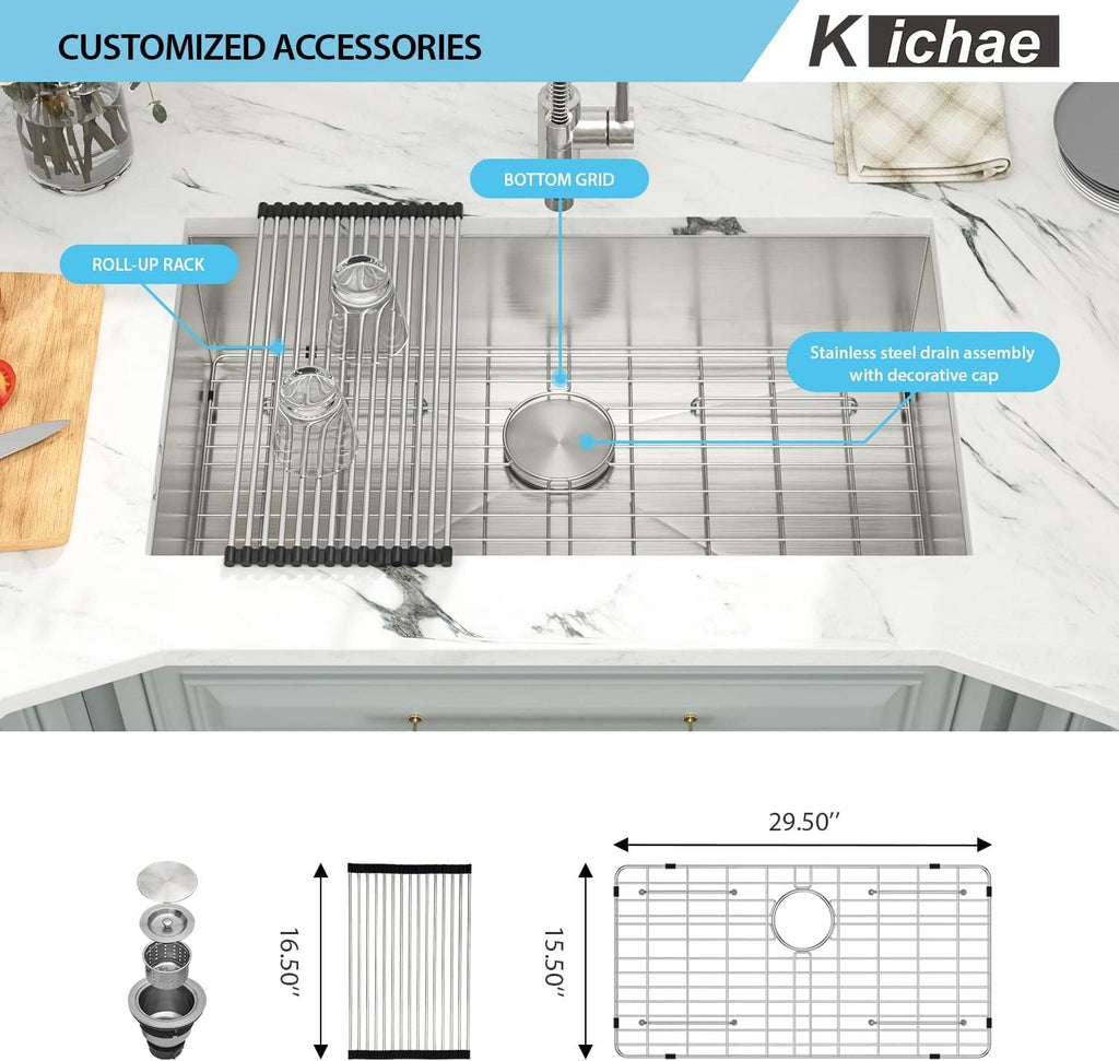 32 Inch Undermount Kitchen Sink Stainless Steel 16 Gauge Single Bowl | 32x19 Undermount Sink Stainless Steel Kitchen