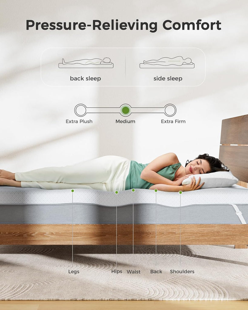 Queen Mattress Topper - 3 Inch Cooling Memory Foam Mattress Pad Made with CertiPUR-US Certified Foam, Bed Topper with