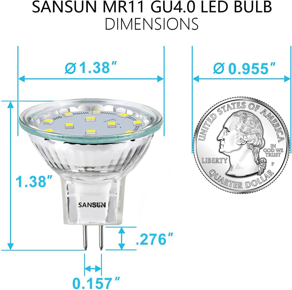 3W MR11 LED Landscape Light Bulbs, Low Voltage 12V 20W Halogen Replacement for Outdoor Landscape Spotlight and Track