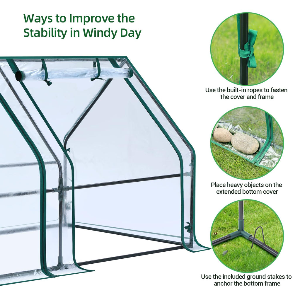Portable Mini Greenhouse, 71"x36"x36" Greenhouses for Outdoors with Dual Large Zipper Doors & Ground Stakes