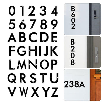 5 Inch 4PCS House Numbers for Outside, Black Metal Numbers & Letters