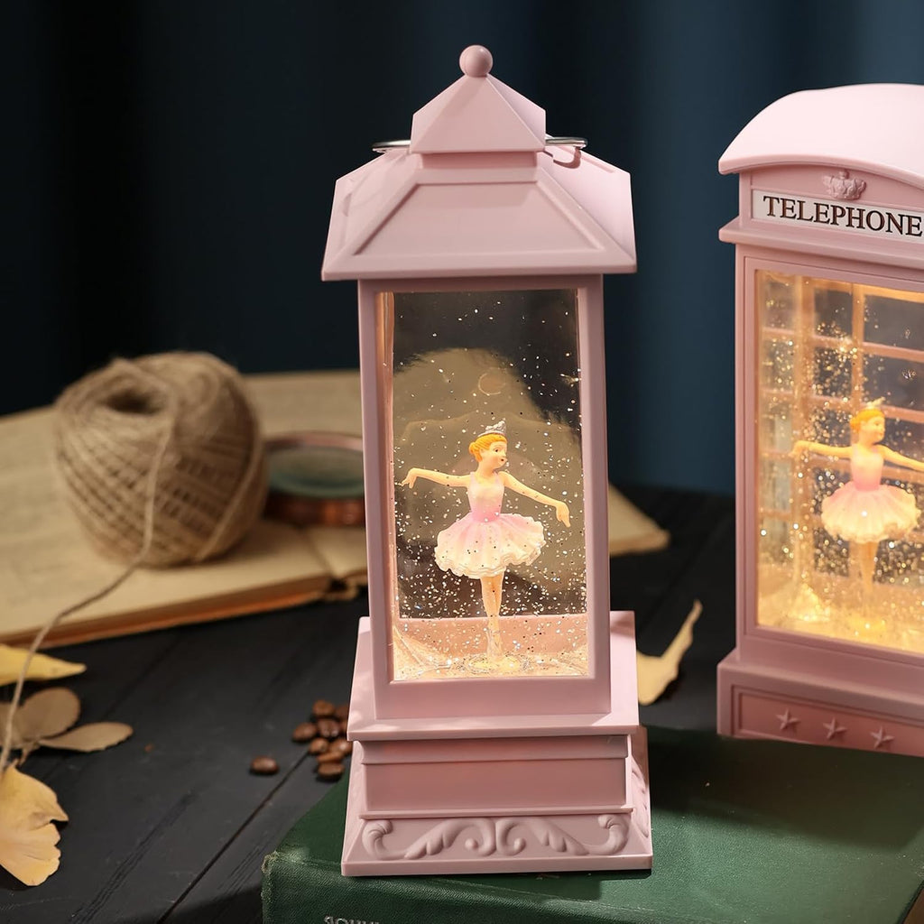 Ballerina Christmas Snow Globes Lantern, Shatterproof 10 Songs Music Box