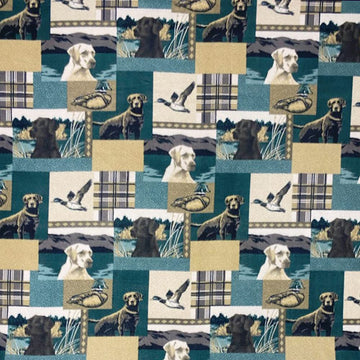 Textiles 2 Yards Bolt Duck Hunting Dogs Print Fleece Fabric