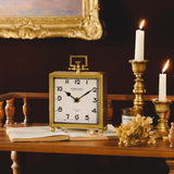 NIKKY HOME Small Gold Table Clock, Silent Non-Ticking Classic Battery Operated Decorative Mantel Desk Shelf Clock for