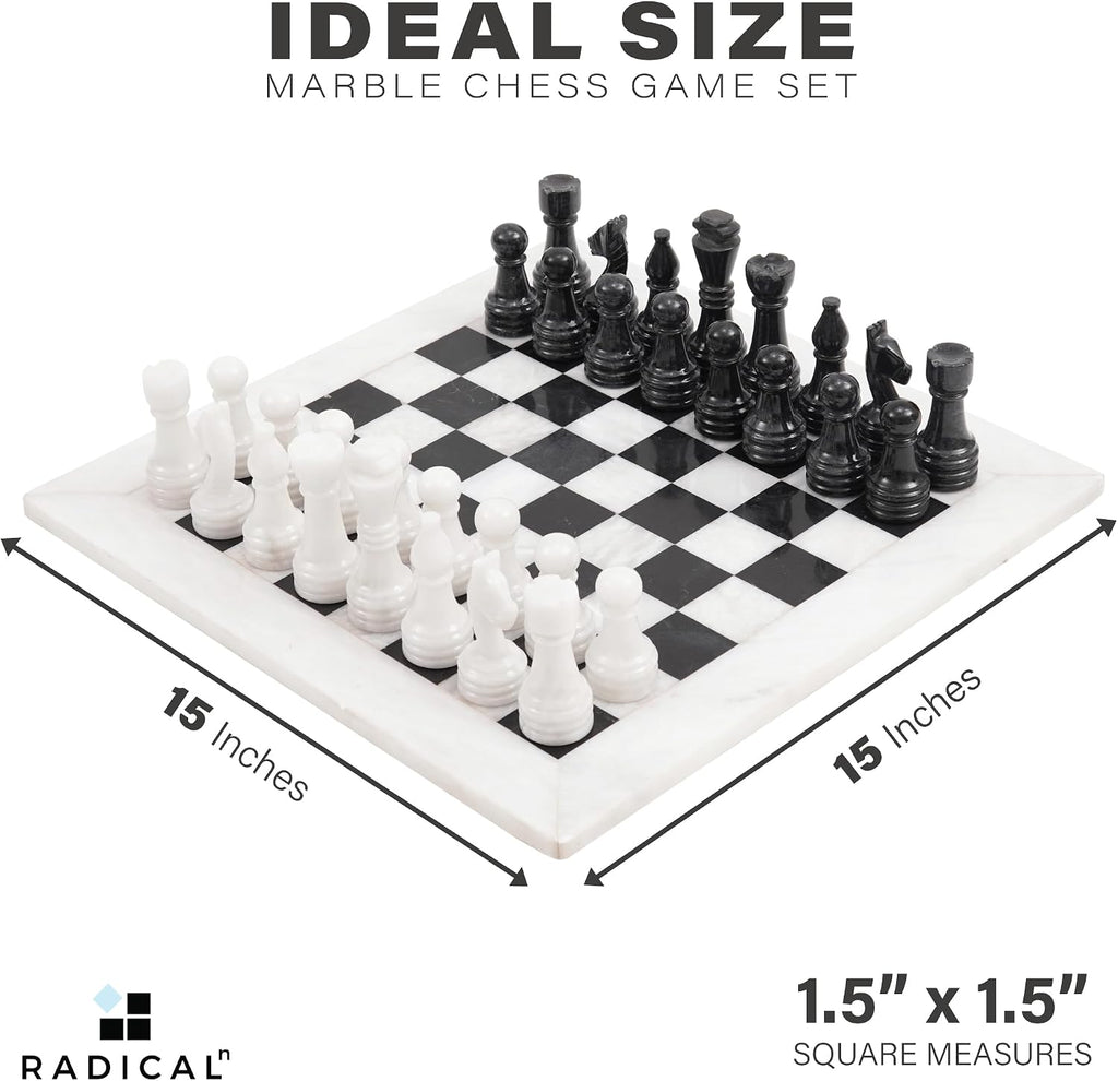 Marble Chess Set 15" Luxury Board Game & Chess Sets for Adults - Set of 32