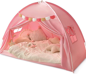 Twin Bed Tent for Kids, Bed Canopy Privacy Sleep Tents for Girls, Pink