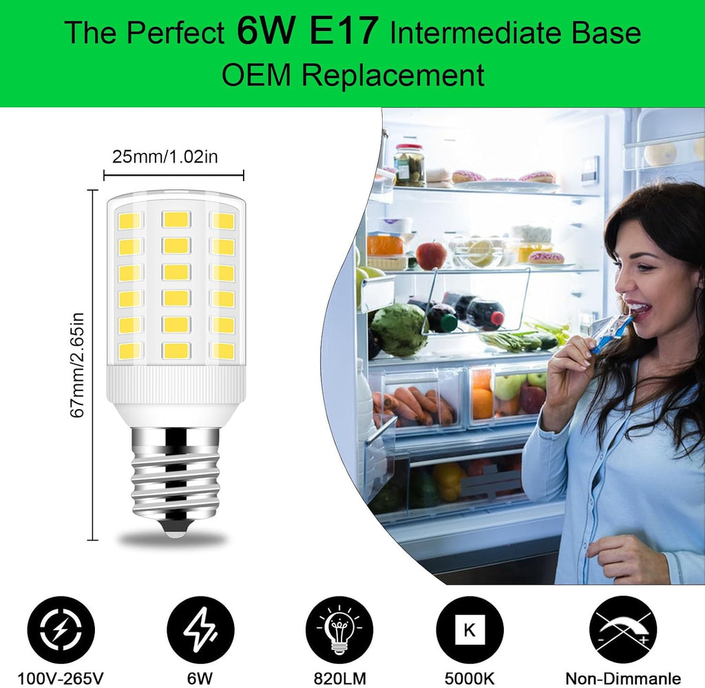 E17 LED Bulb 6W Kei D28k 4w Kel2812 freezer bulb ac100-265v 3.5w Refrigerator Light Bulb Fit for Kenmore Refrigerator