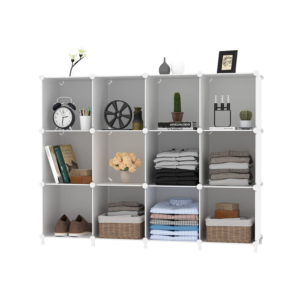 12 Cube Storage Organizer, Closet Organizer Storage Shelves, White