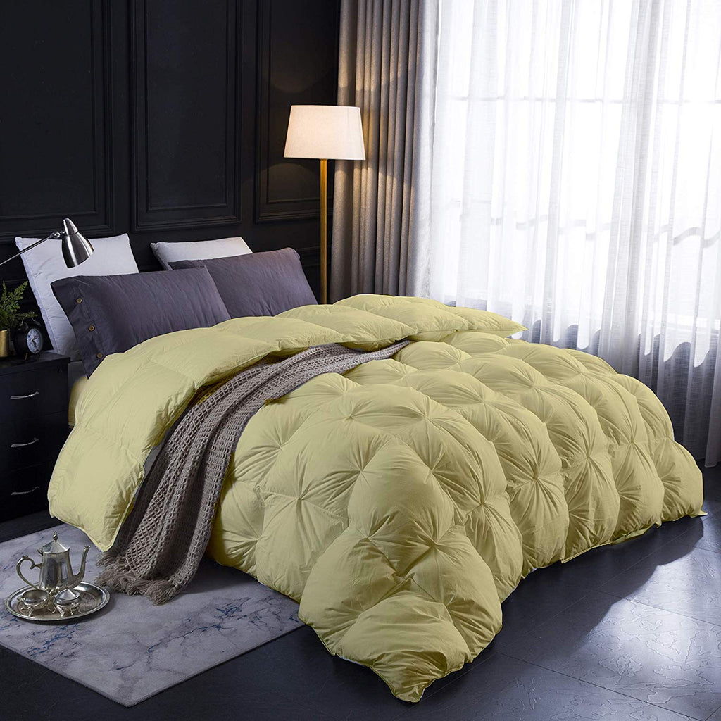 Ivory All Season Down Alternative Pintuck Comforter- Twin Size 68 x 86 Inches 1 pc Pinch Pleated Comforter 600 GSM &