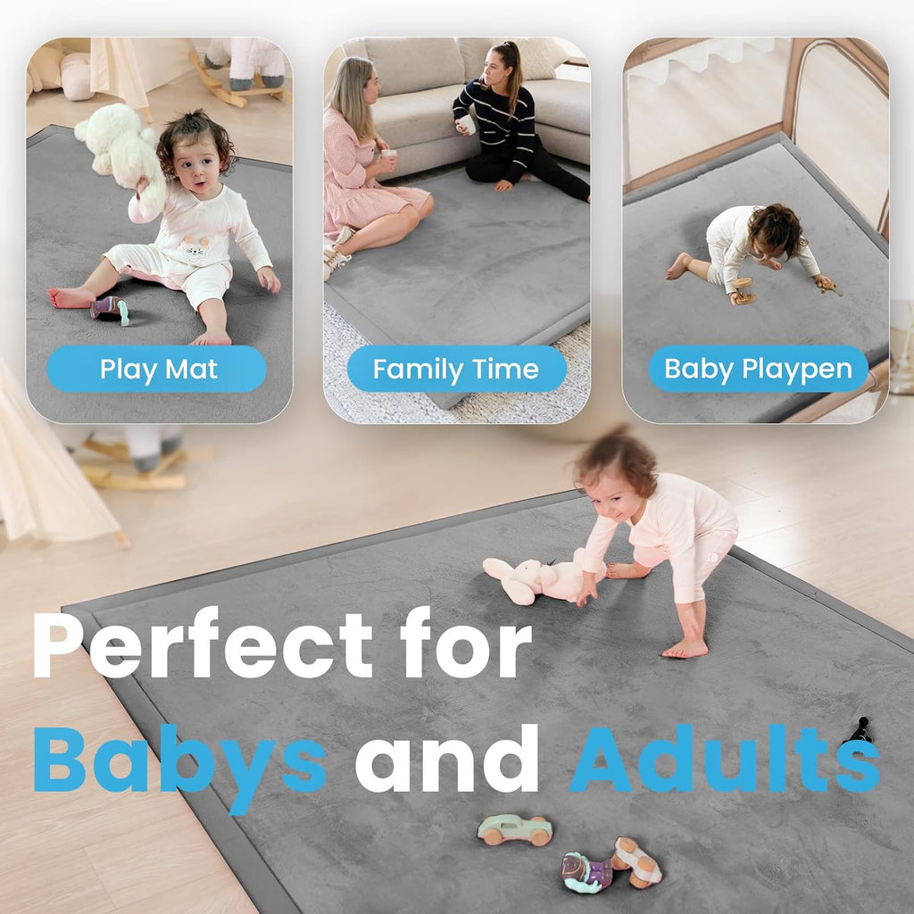1.3" Thick Baby Play Mat for Floor, 50x50 Padded Playpen Mat,Dark Grey