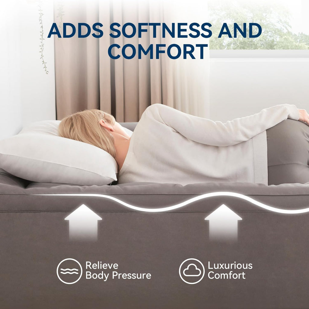 Dual Layer 5 Inch Memory Foam Mattress Topper Queen Size, 2 Inch Gel Memory Foam Plus 3 Inch 1450 GSM Down