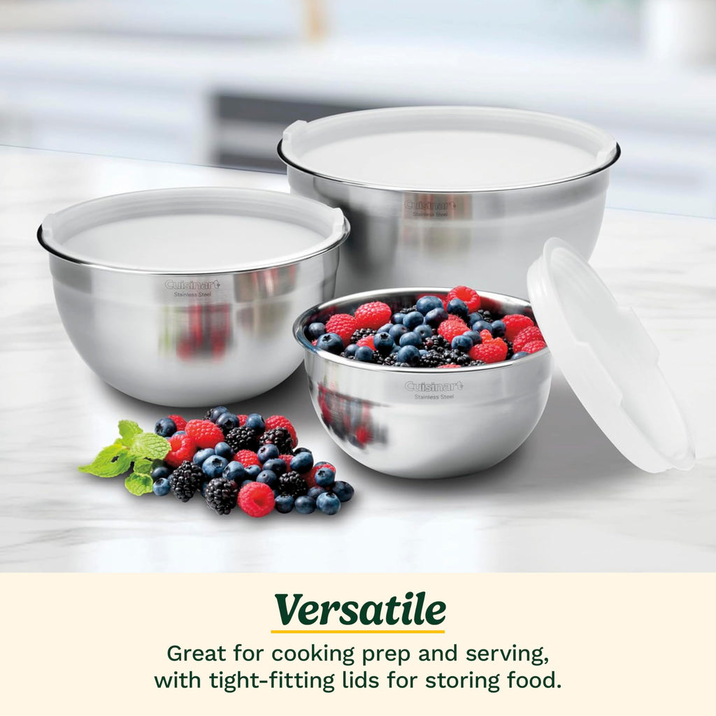 Mixing Bowl Set, Nesting Bowls, Stainless Steel, 3-Piece
