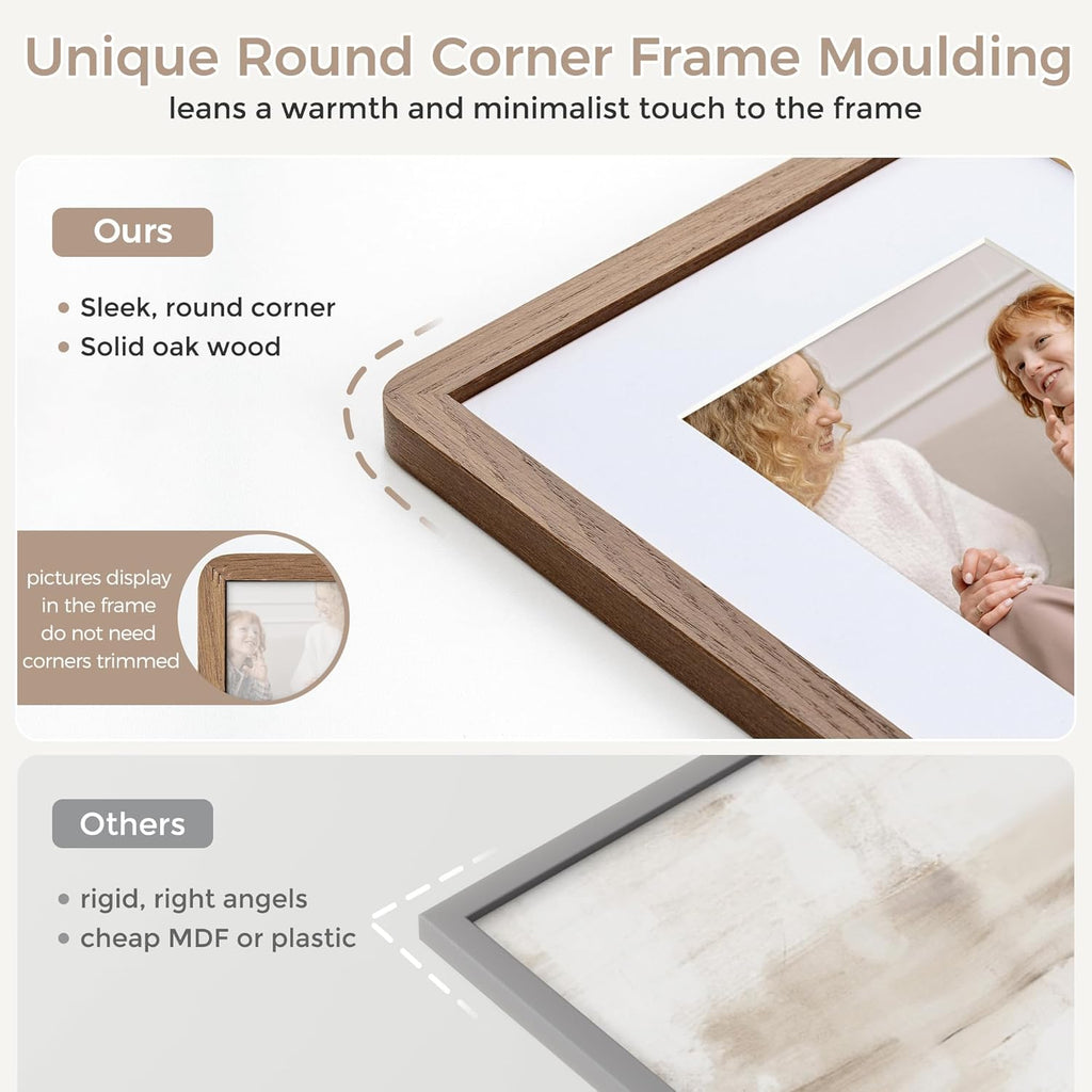 24x36 Poster Frame | Solid Oak Wood 24 x 36 Picture Frame | 24x36 Poster Frame With Mat For 20x30 | Tempered Glass
