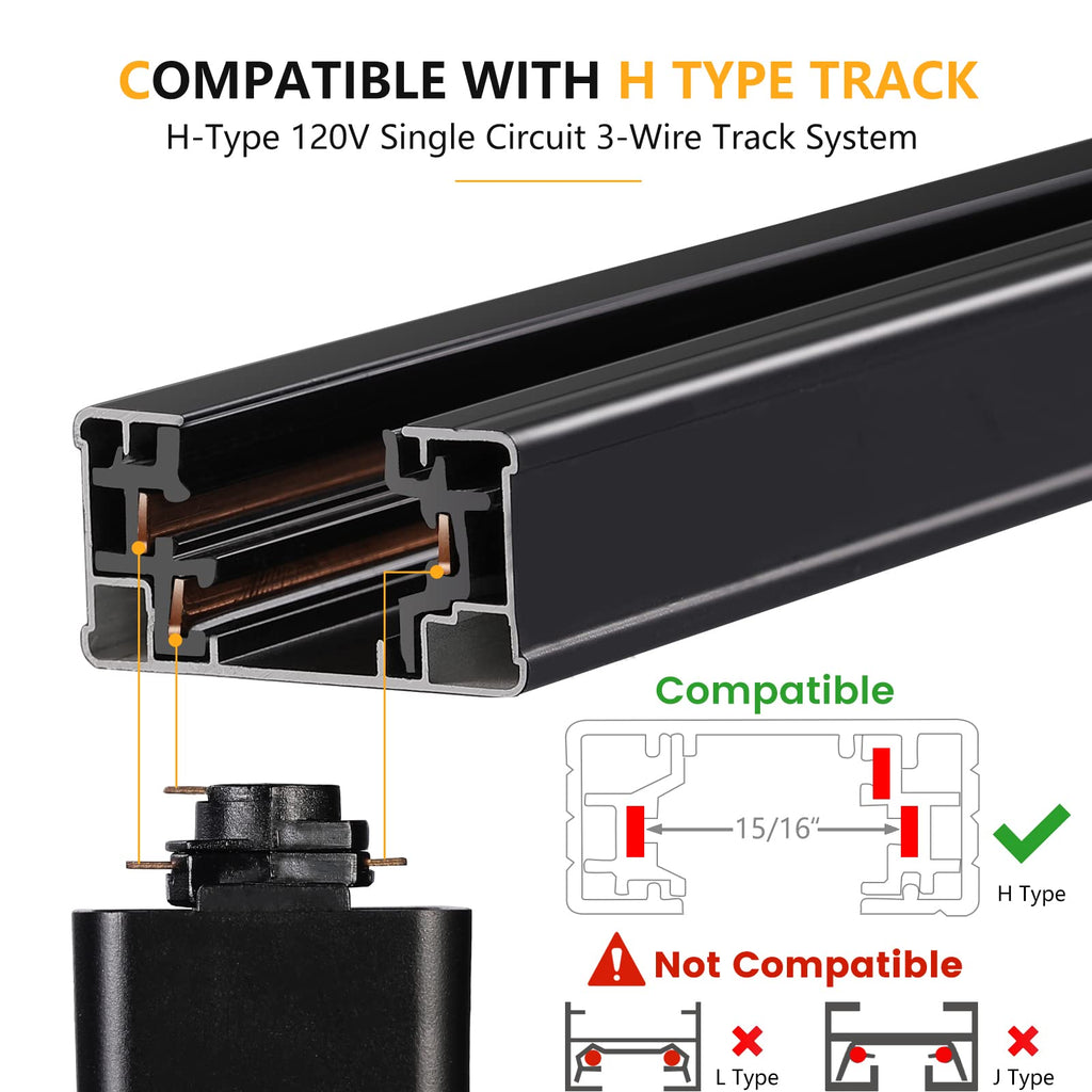 10W Dimmable LED Track Lighting Heads H Type Track Light Replacement Fixtures Bright 3000K Warm White Ceiling