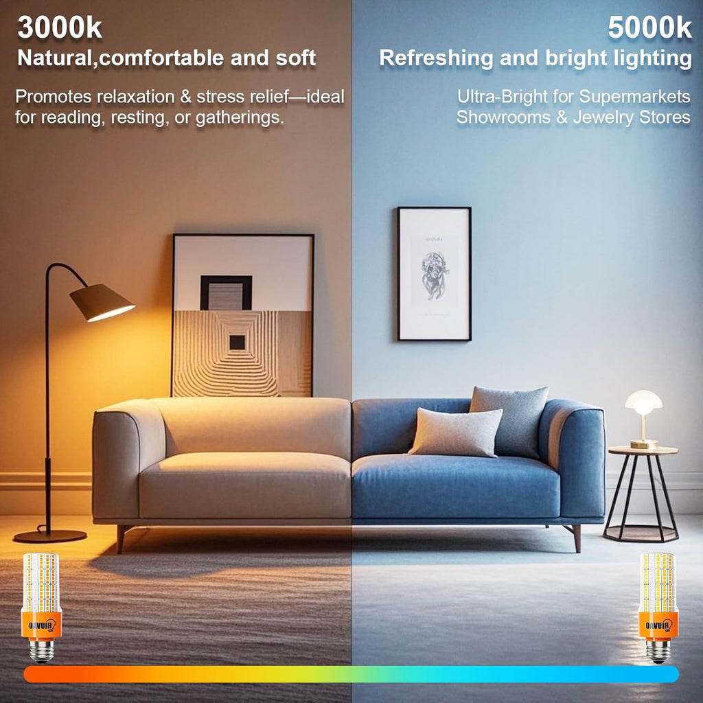 40W LED Corn Light Bulb, 320W Equivalent 5000LM, 5000K Daylight, Waterproof & 90% Energy Saving - E26/e27 Base Corn