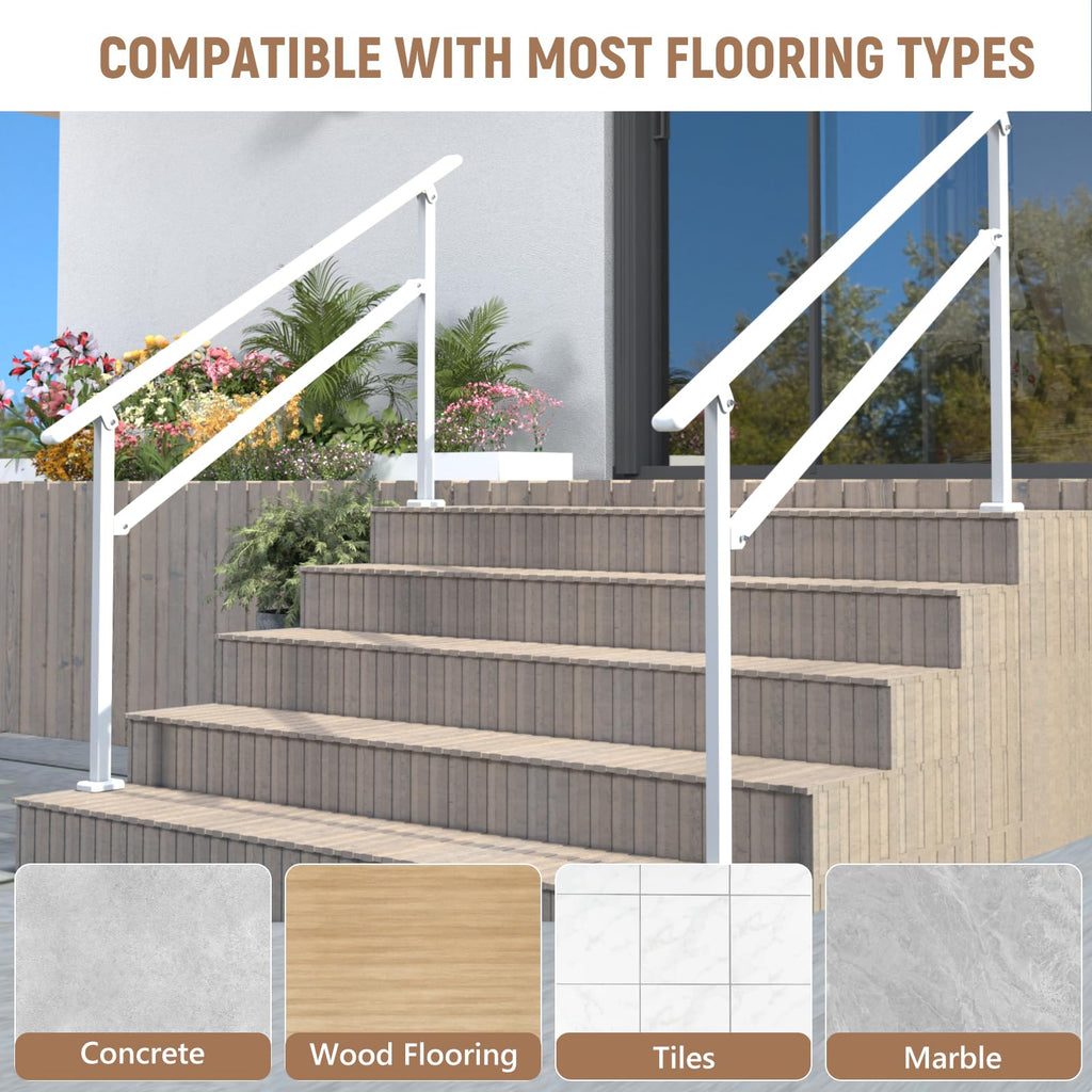 4-5 Step Hand Rails for Outdoor Steps White