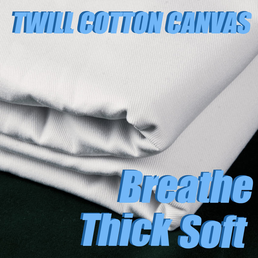 2 Yard White Twill Cotton Canvas Fabric, Natural Thick Cotton Poplin Fabric By The Yard, 59 Inches Wide 100% Cotton