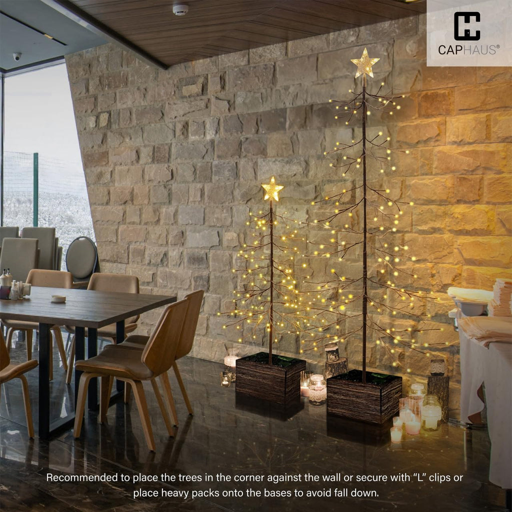 4 Ft Sparse Christmas Tree with Lights, 48 Inch Prelit Twinkling Bare Branch Twig Tree, 112 Warm White Micro Dot LED
