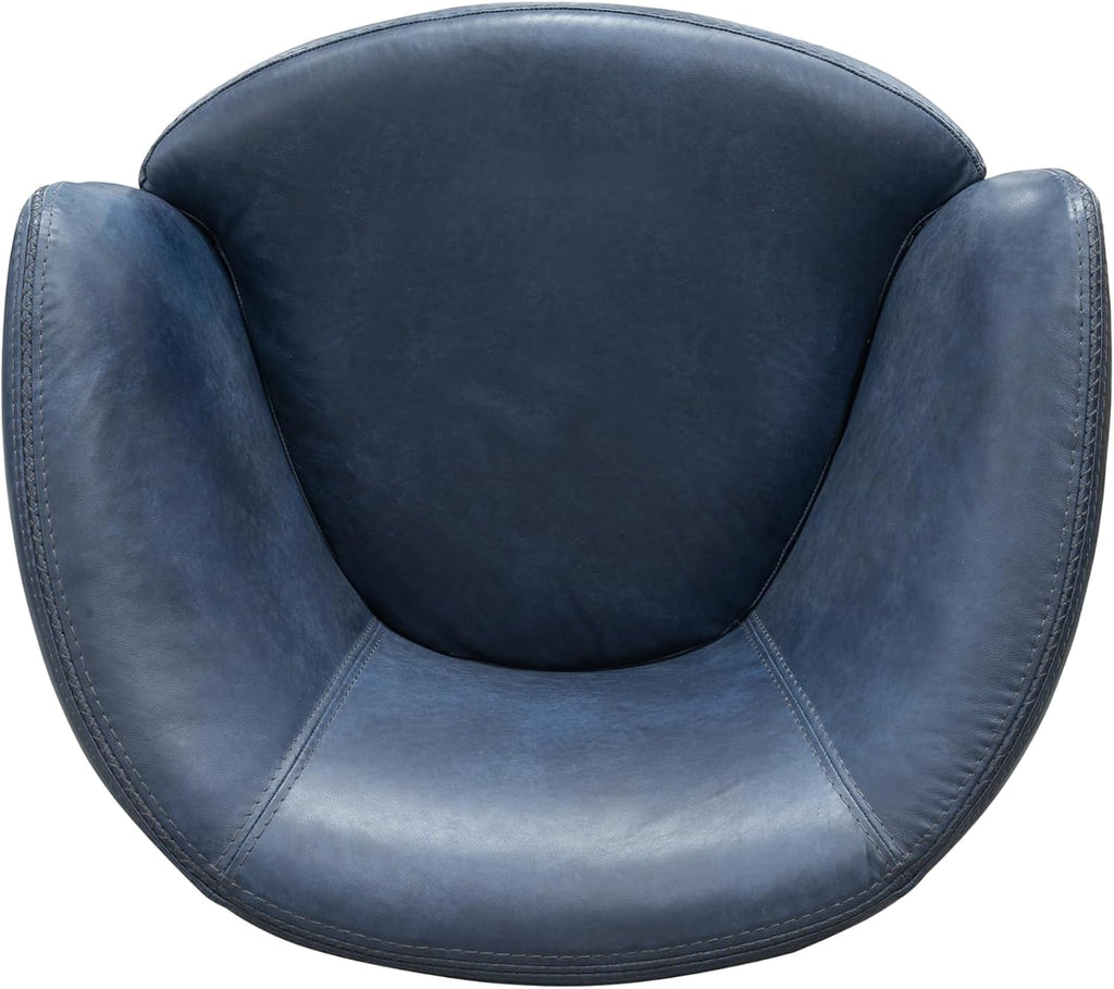Barolo - Vintage Navy 100% Italian Leather Swivel Club Chair