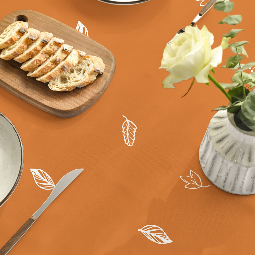 Fall Tablecloth 90 x 90 Inch Round Thanksgiving Orange