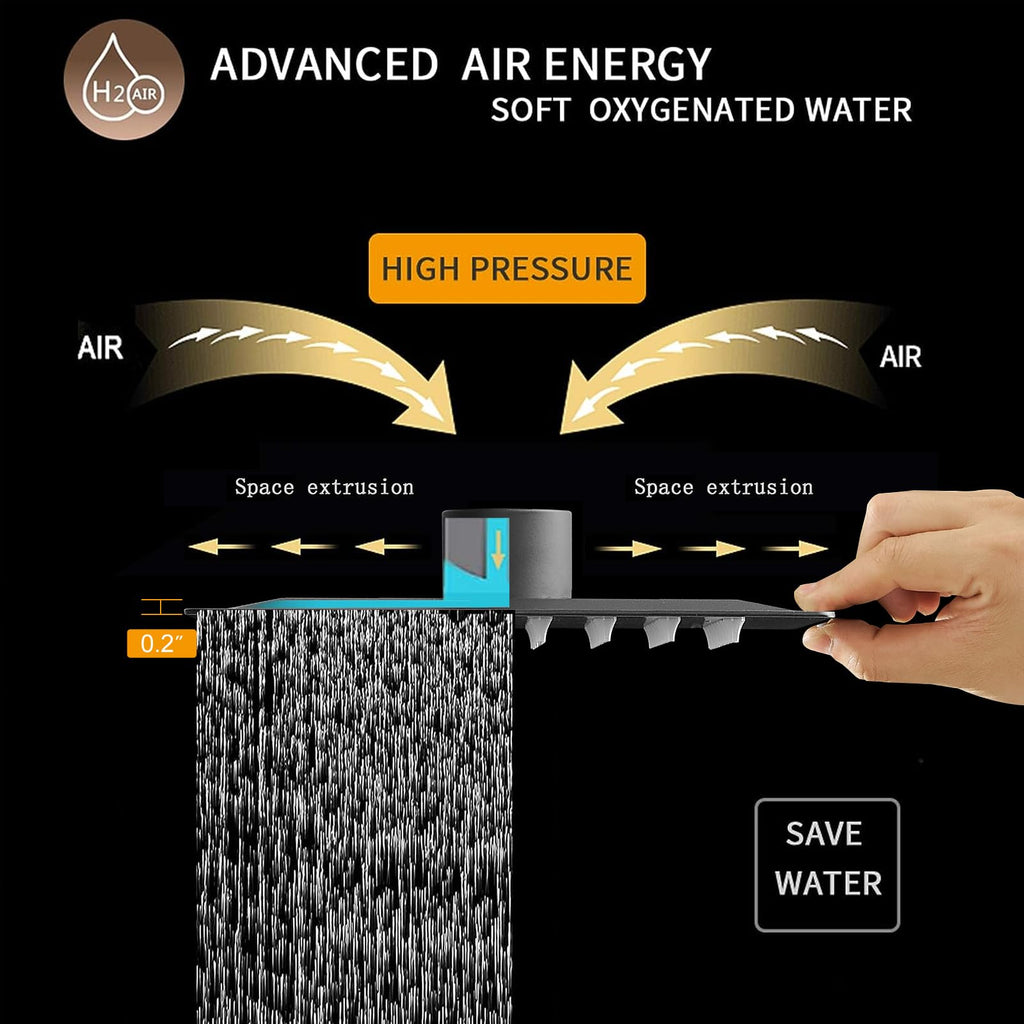 6 In Rain Shower Head High Pressure Rainfall Shower Head Matte Black