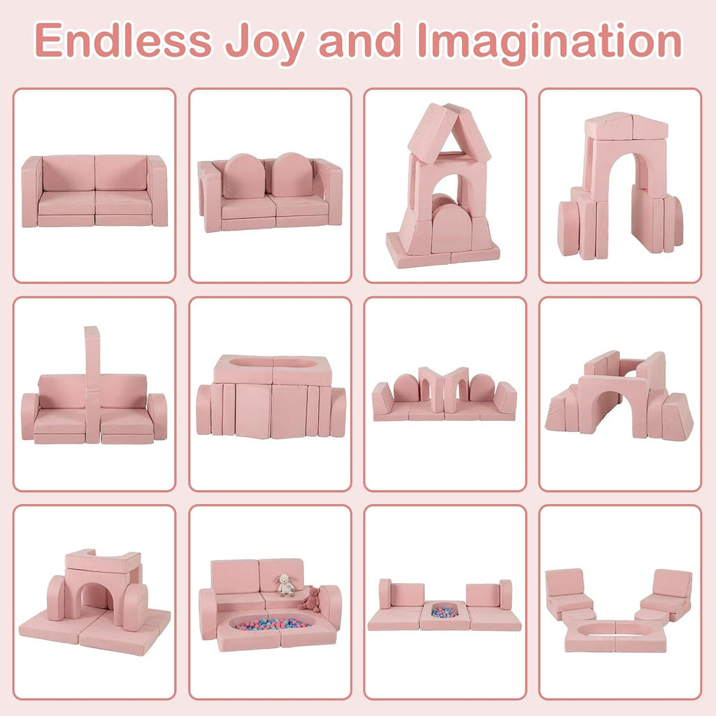Modular Kids Play Couch, 8 PCS Toddler Creative Sectional Fort Building Sofa for Playroom, Bedroom, Children