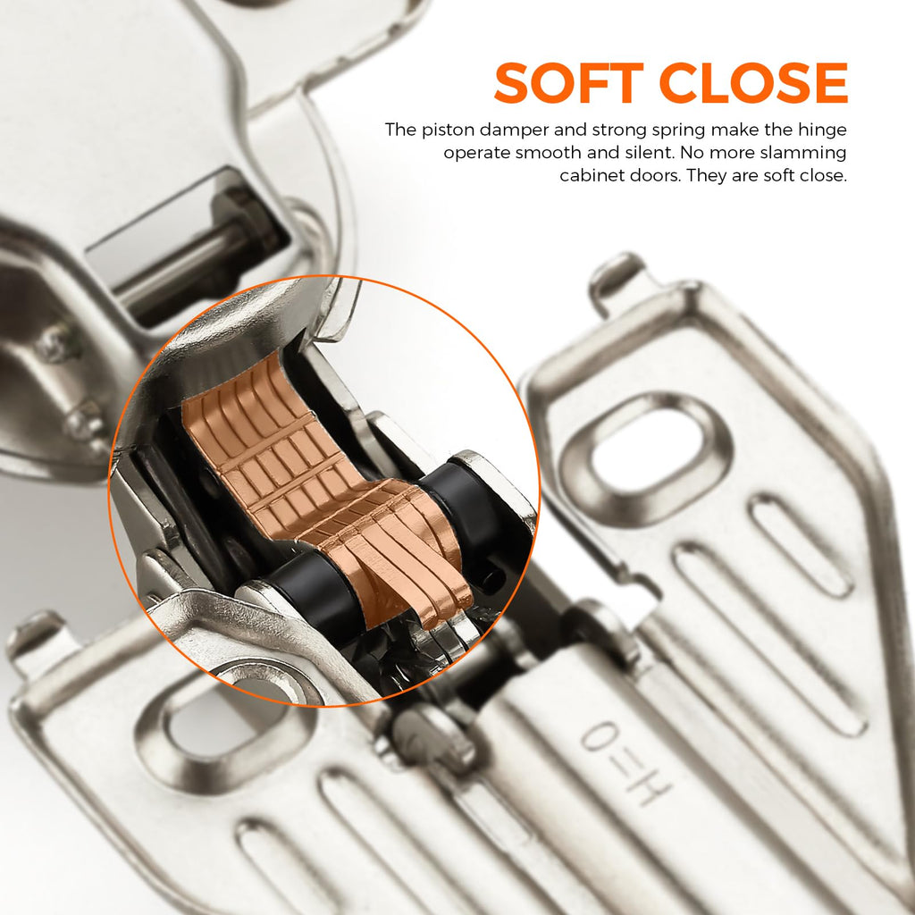 2 Packs(1 Pairs) Full Overlay, 105 Degree Concealed Kitchen Cabinet Hinges