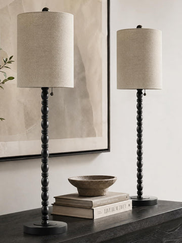 Buffet Lamps, Table Lamps Set of 2-30" H Tall with Sturdy Metal Bases & Textured Linen Shades - UL Certified, Ideal