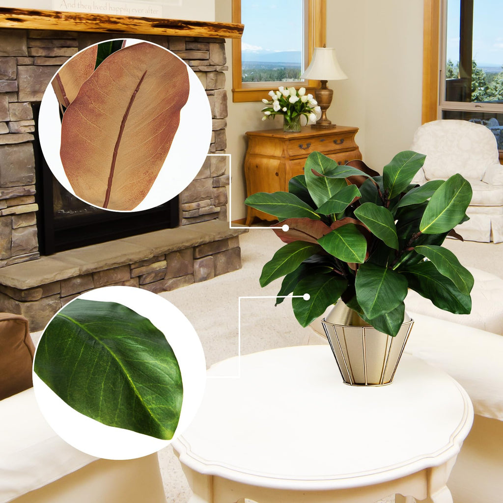 Artificial Magnolia Leaves Branches Fake Greenery Leaf Faux Magnolia Stems Leaves for Indoor Outdoor Vase Home Office
