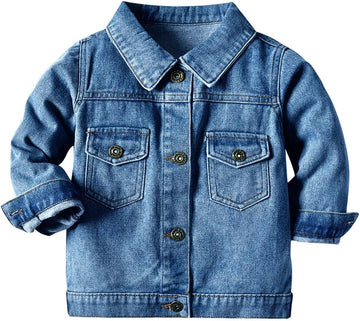 Toddler Kid Baby Boys Girls Denim Jacket Long Sleeve Button Down Jeans Coat Cowboy Overcoat Hoodie Casual Outwear