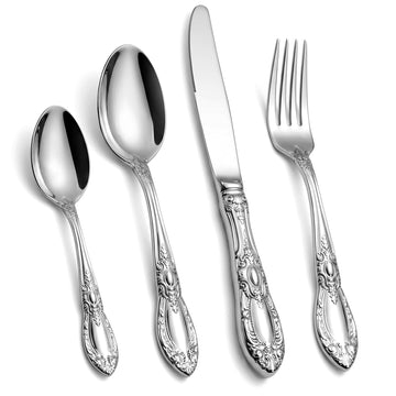 Vintage Silverware Set, 18/10 Stainless Steel Flatware Set for 4