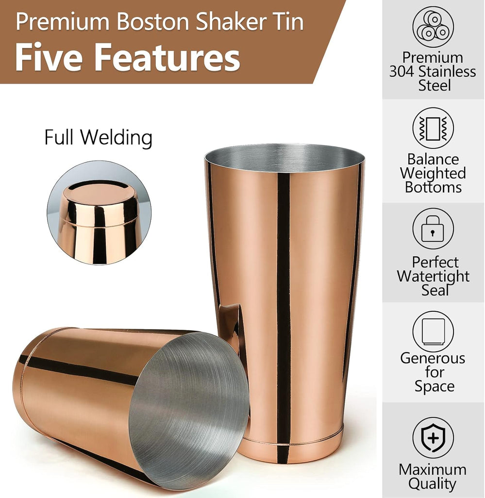 Stainless Steel Boston Shaker - 2-piece 18oz & 28oz Professional Bartender Cocktail Shaker Bartender Shaker Kit - Set of 2