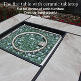 30" Propane Fire Pit with Real Ceramic Tabletop, 50000 BTU Gas Firepit Table with Lid & Glass Rock, Outdoor Fire Pit for Dining or Party, Firepit for - Image 4