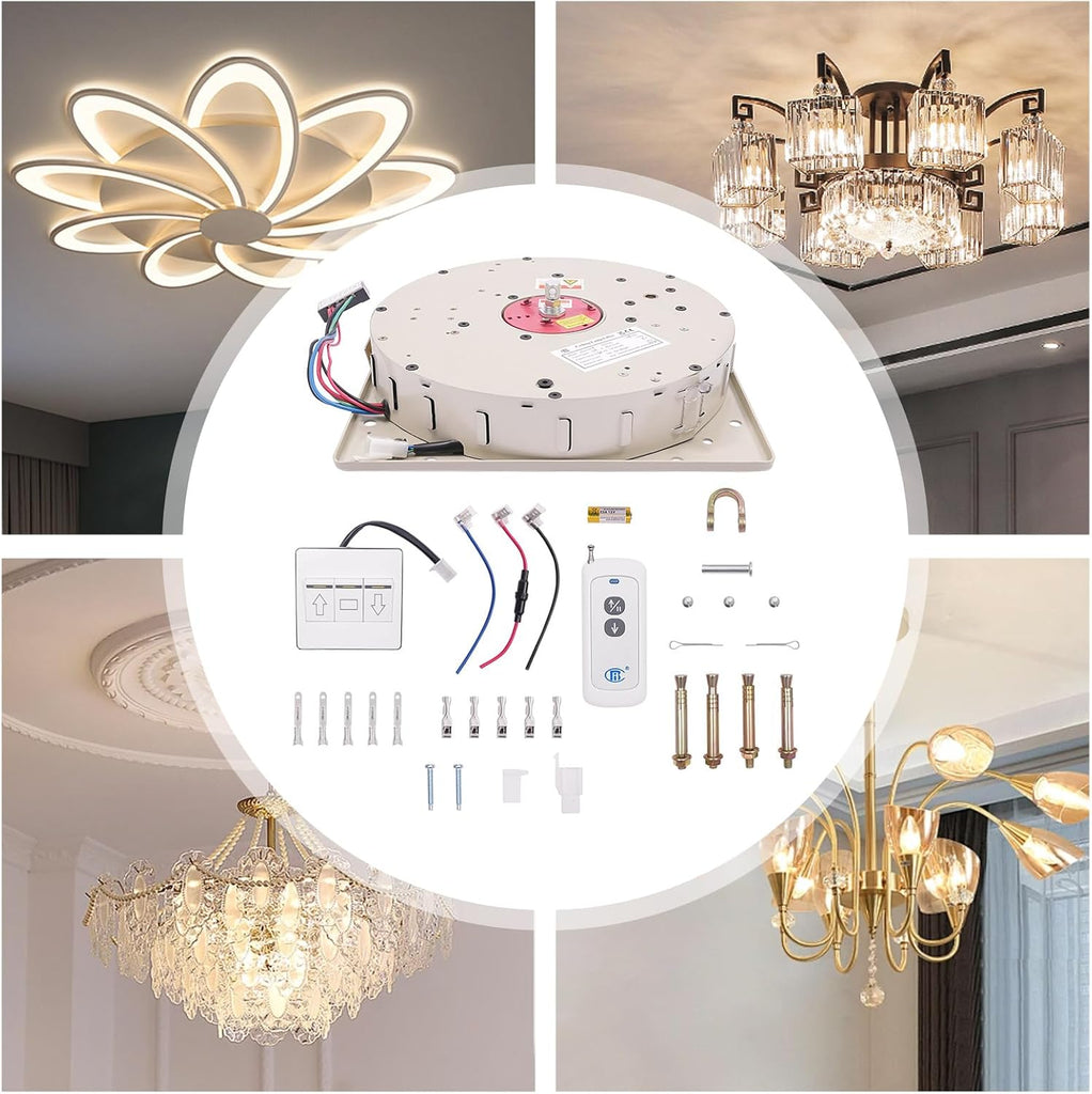110 lb Motorized Chandelier Lift System with Remote Control – Light-Duty