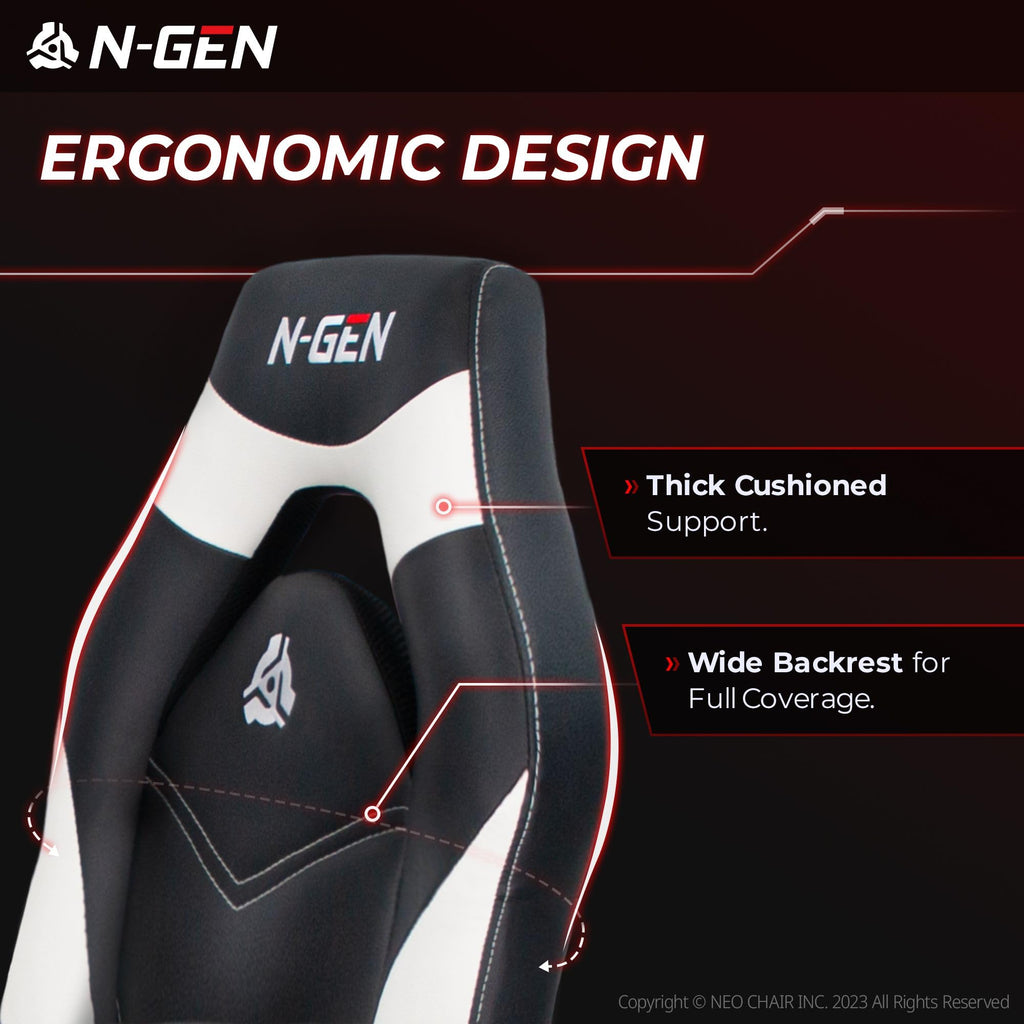 Gaming Chair, Lumbar, PU Leather, Flip-Up Arms, White