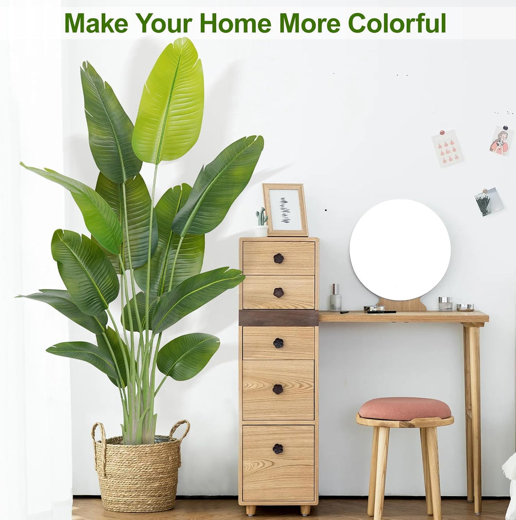 Lifelike Bird of Paradise Artificial Plant,6ft Faux Banana Leaf Tree with 13 Trunks - Perfect Indoor Silk Floor Plant