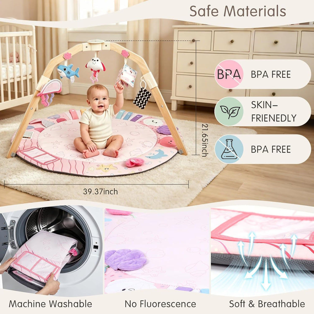 Play Gym&Activity Mat,5 Development Zones Tummy Time Mat