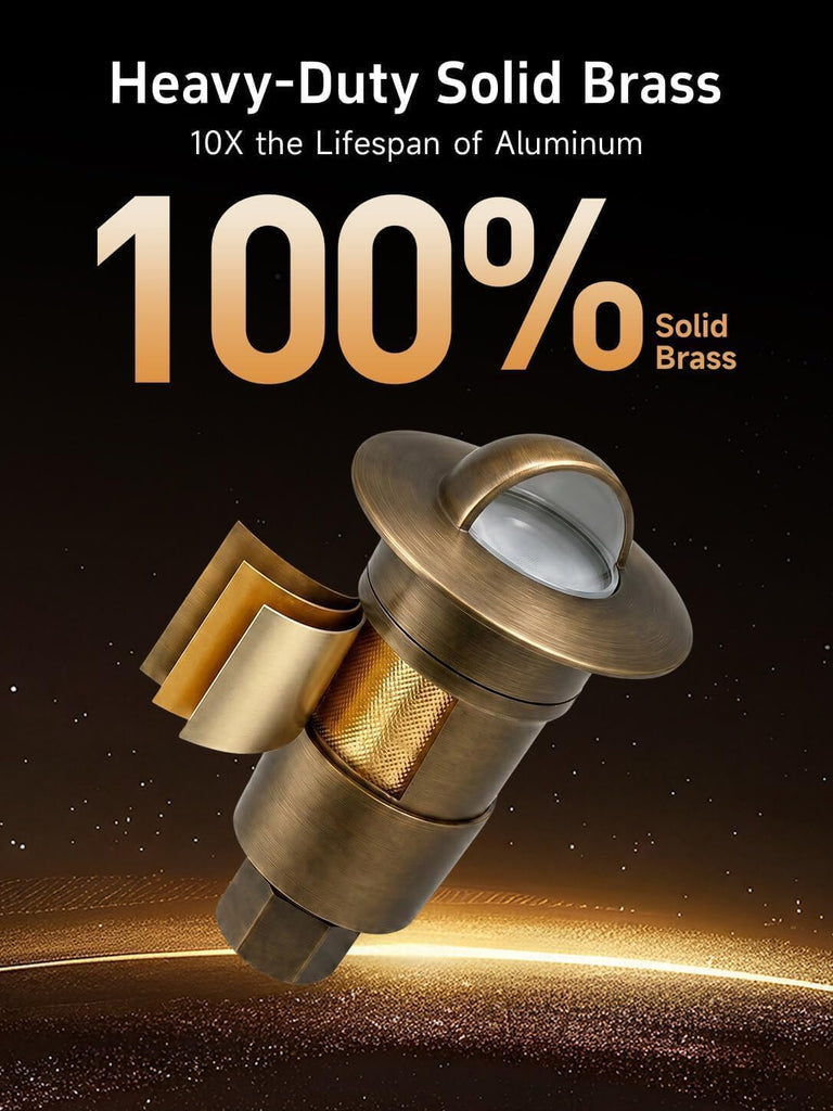 Mini Brass Low Voltage Well Light, 12V Beacon-Top, IP65, 6Pk