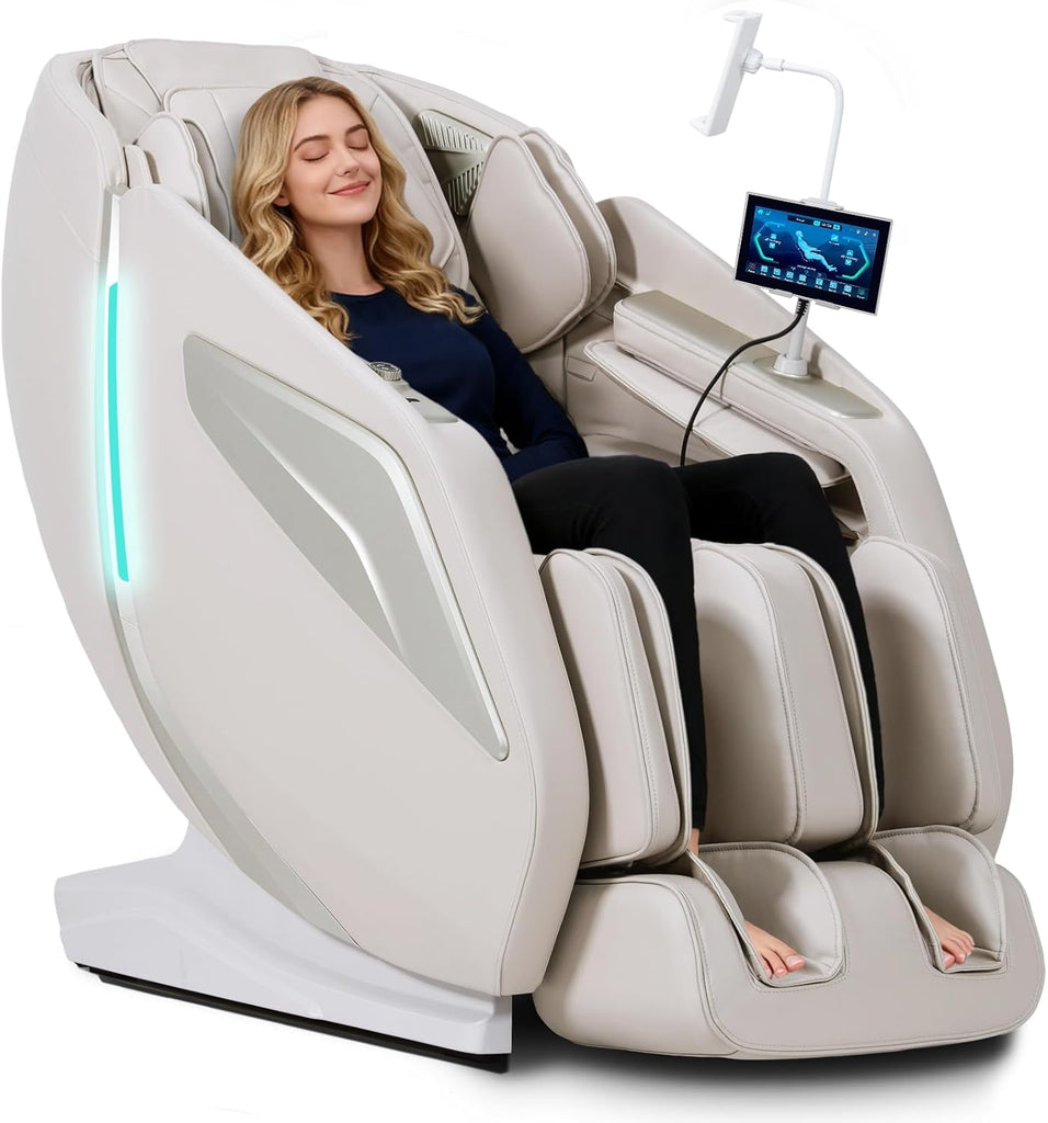 4D Massage Chair Full Body Zero Gravity SL-Track Body Scan & Stretch, Beige | with Body Scan & Stretch, 40 Airbags