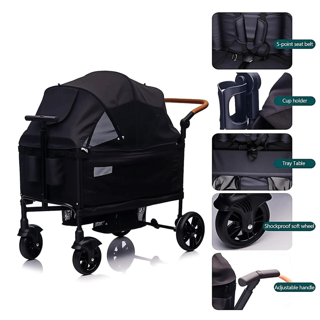 Luxury Wagon Stroller for 2 Kids & Cargo-Lightweight Travel Stroller
