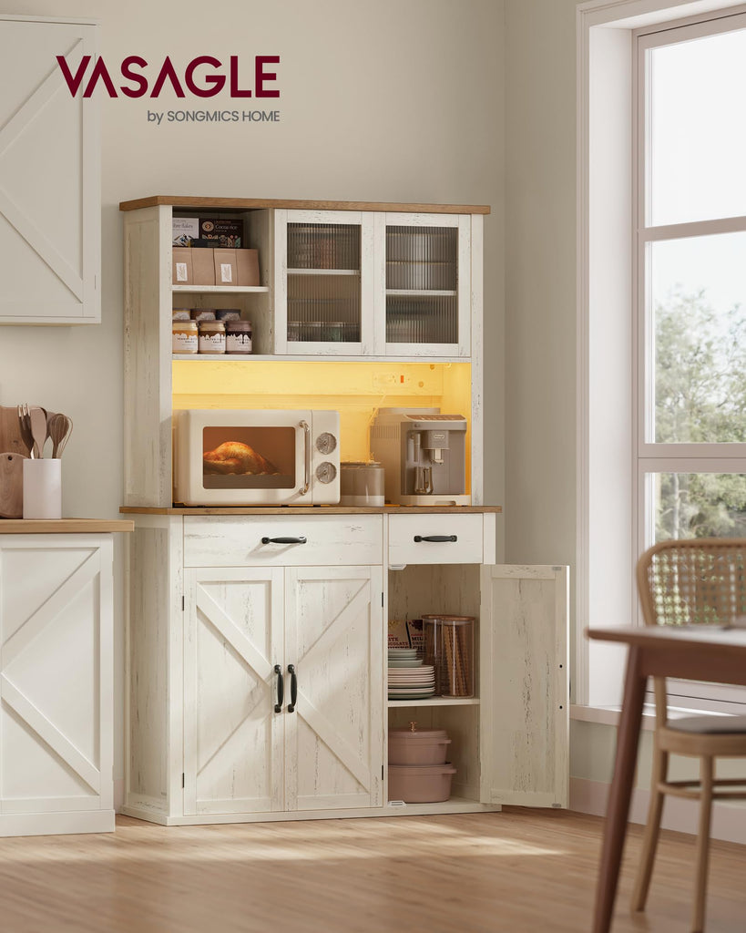 Pantry Cabinet with Lights and Charging Station