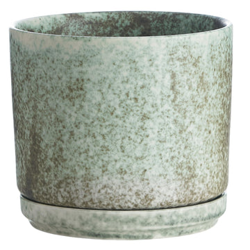 7 Inch Modern Plant Pot, Ceramic Glaze Planters for Indoor Plants, Round Flower Pots with Drainage Hole and Saucer