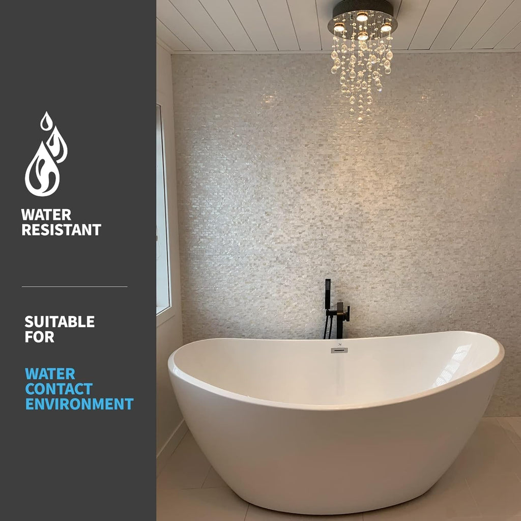 Mother of Pearl Backsplash Shell Mosaic Tile Shower Tub Sink Bathroom Tile 12" X 12" Pack of 6(White)