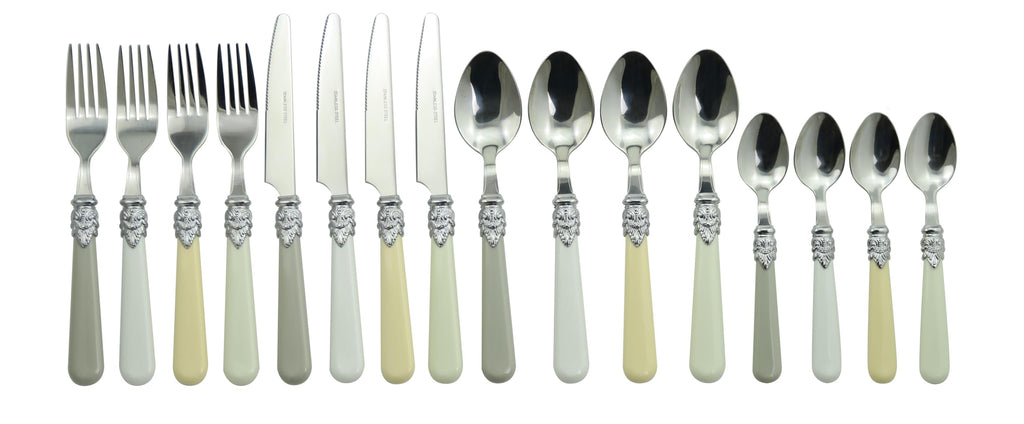 Baroque Bone Mix & Match Stainless Steel Flatware Collection, Set of 16
