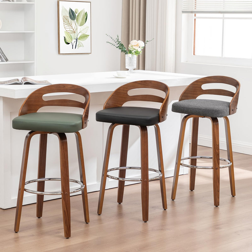 Mid Century Counter Stools, 25 inch Counter Height Stools with Low Back
