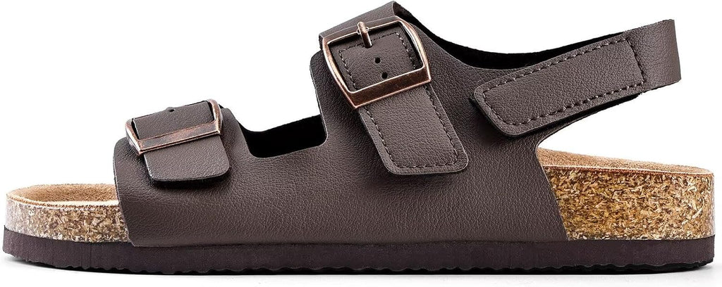 Kids Girls Boys Sandals with Cork Footbed Adjustable Strap Toddler Casual Slides Sandals Open Toes Flat
