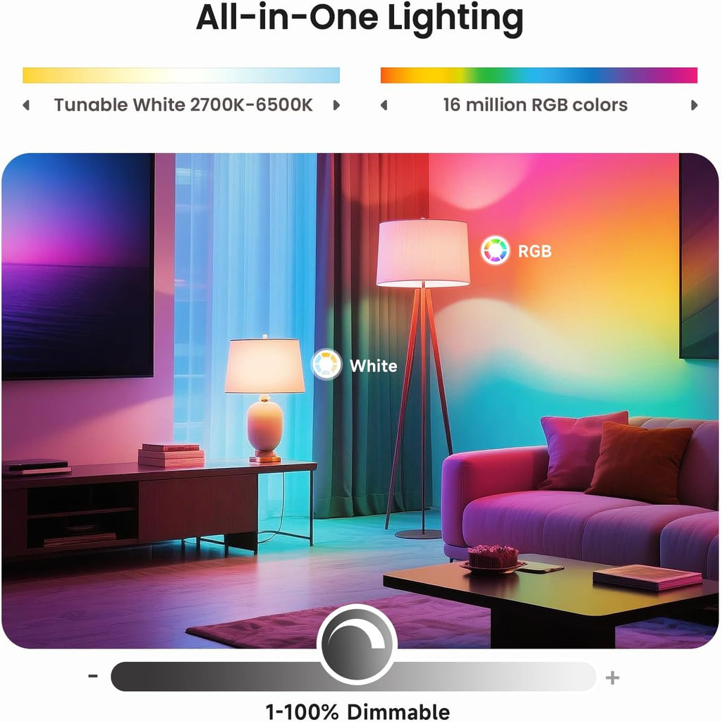 Smart Light Bulbs 4 Pack, 2.4GHz Color Changing Light Bulb, Works with Alexa Google Home, A19 E26 Dimmable LED Light