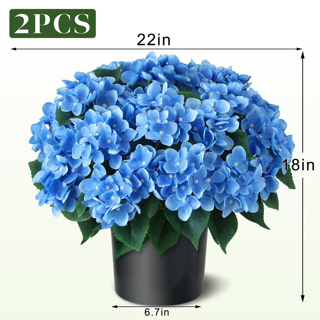 2 Sets Artificial Flower Topiary Ball Trees for Porch (Blue)